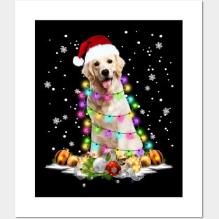 Nova Scotia Duck Tolling Retriever Christmas Dog Light Santa Hat Xmas - Dog Lovers Posters and Art